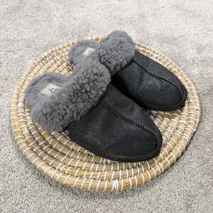UGG Women’s Scuffette II Serein Slippers Slip-On Shearling Lined Black Sparkle 8